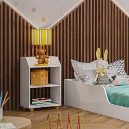 Quarto Infantil Completo com Cama Guarda Roupa Estante Mesa de Cabeceira e Baú Serelepe - 14