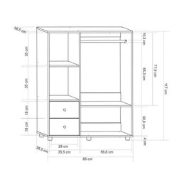 Quarto Infantil Completo com Cama Guarda Roupa Estante Mesa de Cabeceira e Baú Serelepe - 3
