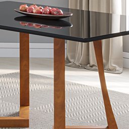 Mesa 6 Lugares Madeira Maciça com Vidro Canto Arredondado 160x90cm Jantar Anna - 3