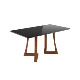 Mesa 6 Lugares Madeira Maciça com Vidro Canto Arredondado 160x90cm Jantar Anna - 4
