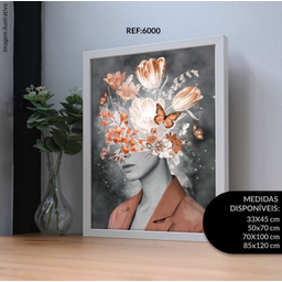 Quadro Decorativo Mulheres Flores e Borboleta - 1