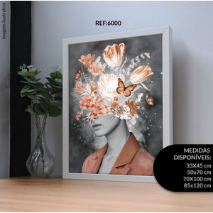 Quadro Decorativo Mulheres Flores e Borboleta