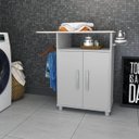 Ver imagem 2 de Balcão com Tábua de Passar 90cm 2 Portas 1 Nicho 4 Pés Branco B040