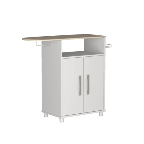 Balcão com Tábua de Passar 90cm 2 Portas 1 Nicho 4 Pés Branco B040