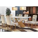 Ver imagem 1 de Sala de Jantar Completa 180cm + 6 Cadeiras Imbuia Veludo Creme