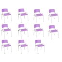 Ver imagem 1 de Kit 11 Cadeiras Infantil Iso, Escola, Base Branco- Lilas