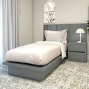 Ver imagem 1 de Cama Solteiro Cabeceira e Mesa C/ 2 Gavetas sob Medida Mdf Cor:cinza Sagrado