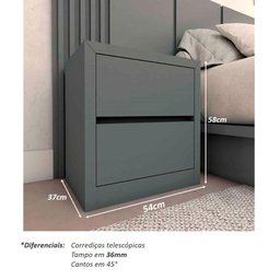 Cama Solteiro Cabeceira e Mesa C/ 2 Gavetas sob Medida Mdf Cor:cinza Sagrado - 4