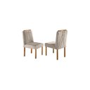 Ver imagem 4 de Conjunto Sala de Jantar Lisy 6 Lugares Madeira Maciça Tampo com Vidro Veludo Bege