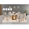 Conjunto Sala de Jantar Lisy 6 Lugares Madeira Maciça Tampo com Vidro Veludo Bege - 1