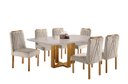 Ver imagem 2 de Conjunto Sala de Jantar Lisy 6 Lugares Madeira Maciça Tampo com Vidro Veludo Bege