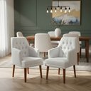 Ver imagem 1 de Kit 6 Cadeiras de Jantar Bela com Braço Suede Branco Suede Branco