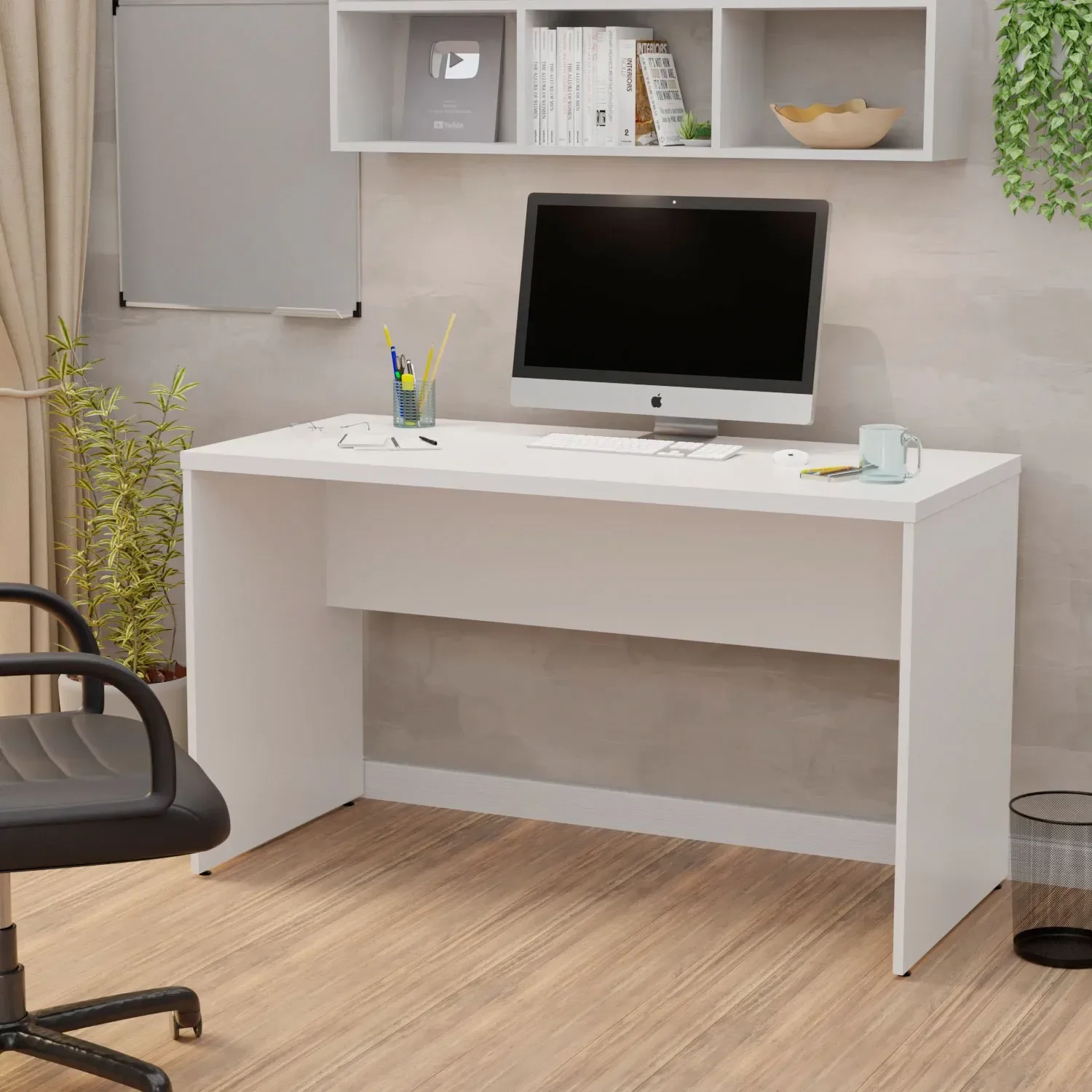 Mesa de Escritório Escrivaninha Tampo 120cm Branco