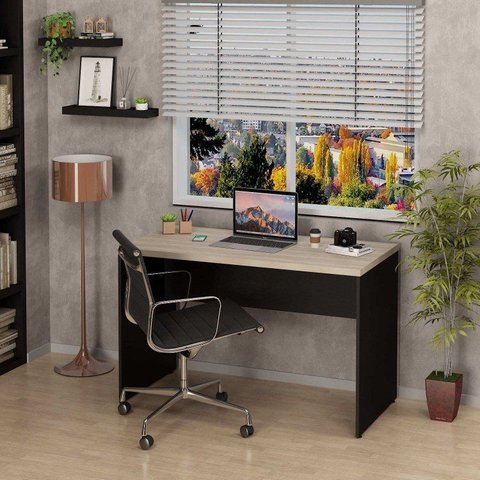 Mesa de Escritório Escrivaninha Tampo 120cm Carvalho Bege
