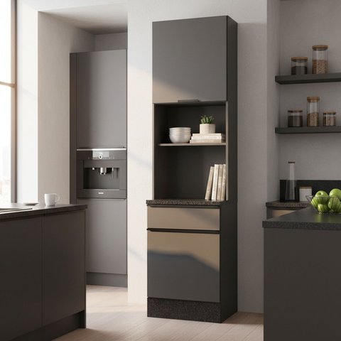 Paneleiro Simples 2 Portas Gaveta 60cm Etna Poliman Móveis