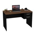 Ver imagem 3 de Escrivaninha Mesa de Escritório com 2 Gavetas 120cm Marrom Nogal/Preto