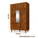 Ver imagem 4 de Guarda Roupa Em Madeira Maciça Com Espelho 7 Portas 2 Gavetas 122cm Castanho Driscoll Shop Jm