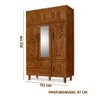 Guarda Roupa Em Madeira Maciça Com Espelho 7 Portas 2 Gavetas 122cm Castanho Driscoll Shop Jm - 4