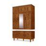 Guarda Roupa Em Madeira Maciça Com Espelho 7 Portas 2 Gavetas 122cm Castanho Driscoll Shop Jm - 2