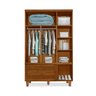 Guarda Roupa Em Madeira Maciça Com Espelho 7 Portas 2 Gavetas 122cm Castanho Driscoll Shop Jm - 3
