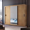 Ver imagem 1 de Guarda Roupa Casal 3 Portas 4 Gavetas MDF com Pés e Espelho Betha