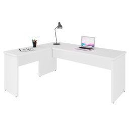 Escrivaninha Mesa Escritório em L 120cm Tampo Office Branco - 2