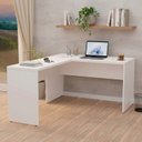 Ver imagem 1 de Escrivaninha Mesa Escritório em L 120cm Tampo Office Branco