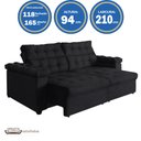 Ver imagem 2 de Sofá New Austrália 210cm Retratil Reclinavel Suede Preto – Ws.
