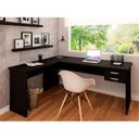 Ver imagem 1 de Escrivaninha Mesa Escritório em L com Gaveta Tampo 2 Gavetas 120cm Preto