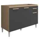 Ver imagem 1 de Balcão Naiomi 3 Portas 1 Gaveta 120CM sem Tampo Aramóveis