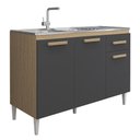 Ver imagem 2 de Balcão Naiomi 3 Portas 1 Gaveta 120CM sem Tampo Aramóveis