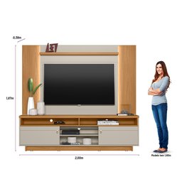Rack Araçatuba com Painel Aurora para TV até 60'' Nature/Off White - Linea - 3