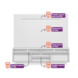 Rack Araçatuba com Painel Aurora para TV até 60'' Nature/Off White - Linea - 5