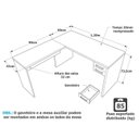 Ver imagem 4 de Escrivaninha Mesa Escritório em L com Gaveta Tampo 2 Gavetas 120cm Branco