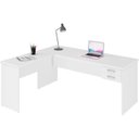 Ver imagem 3 de Escrivaninha Mesa Escritório em L com Gaveta Tampo 2 Gavetas 120cm Branco