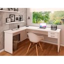 Ver imagem 1 de Escrivaninha Mesa Escritório em L com Gaveta Tampo 2 Gavetas 120cm Branco