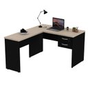 Ver imagem 2 de Escrivaninha Mesa Escritório em L com Gaveta Tampo 2 Gavetas 120cm Carvalho