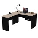 Ver imagem 3 de Escrivaninha Mesa Escritório em L com Gaveta Tampo 2 Gavetas 120cm Carvalho Bege