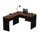 Ver imagem 3 de Escrivaninha Mesa Escritório em L com Gaveta Tampo 2 Gavetas 120cm Nogal Marrom
