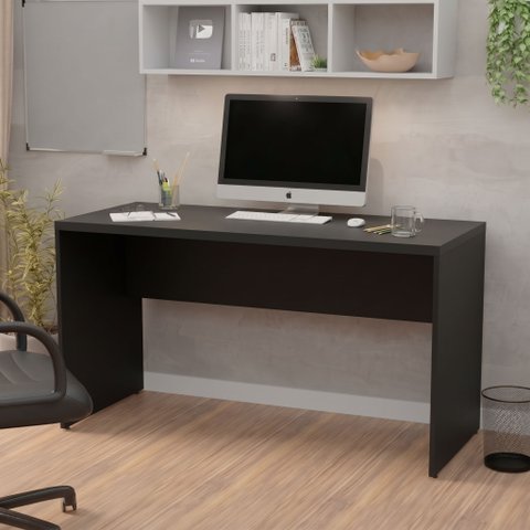 Mesa de Escritório Escrivaninha Tampo 140cm Preto Prata