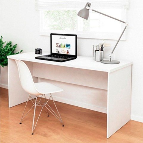 Mesa de Escritório Escrivaninha Tampo 140cm Branco