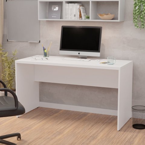 Mesa de Escritório Escrivaninha Tampo 140cm Branco