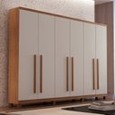 Ver imagem 1 de Guarda Roupa Casal com Pés 6 Portas 6 Gavetas Conquista Branco/Imbuia/Off White