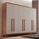 Ver imagem 1 de Guarda Roupa Casal com Pés 6 Portas 6 Gavetas Conquista Branco/Imbuia/Off White