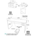Ver imagem 4 de Mesa de Escritório Escrivaninha com Gaveta 2 Gavetas 140cm Preto Prata