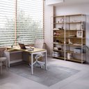 Ver imagem 1 de Mesa Escrivaninha em L com Balcão Lateral Gavetas Porta e 2 Estantes Escritório 3 Gavetas 180cm Industrial Executive Macadâmia E Branco