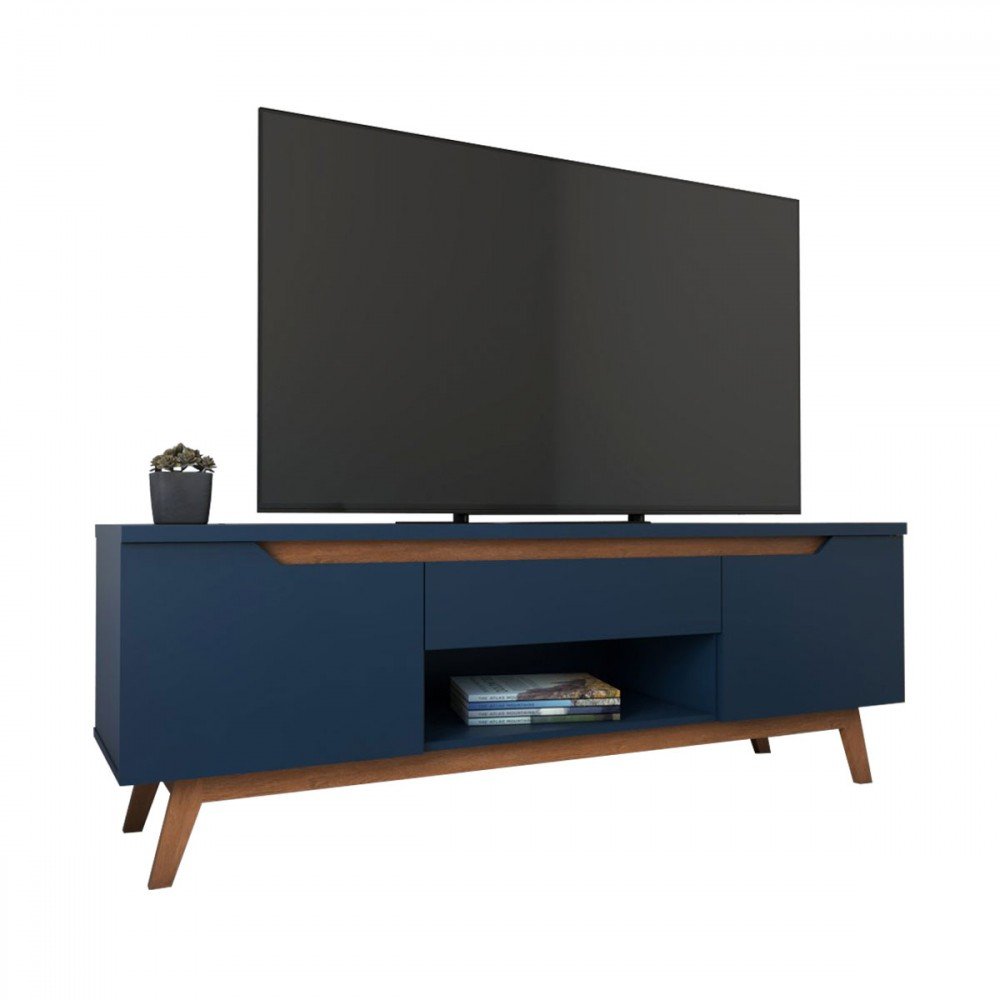 Rack para Tv até 60 Polegadas Navy 2 Portas 1 Gaveta Azul - Panorama Móveis - 3