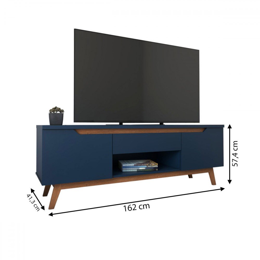 Rack para Tv até 60 Polegadas Navy 2 Portas 1 Gaveta Azul - Panorama Móveis - 5