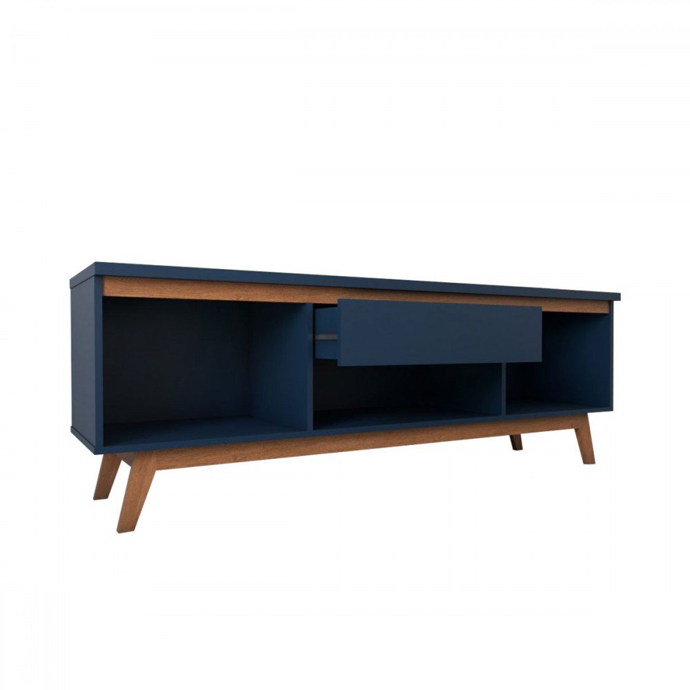 Rack para Tv até 60 Polegadas Navy 2 Portas 1 Gaveta Azul - Panorama Móveis - 4