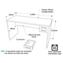 Ver imagem 4 de Mesa de Escritório Escrivaninha com Gaveta 2 Gavetas 140cm Nogal Marrom